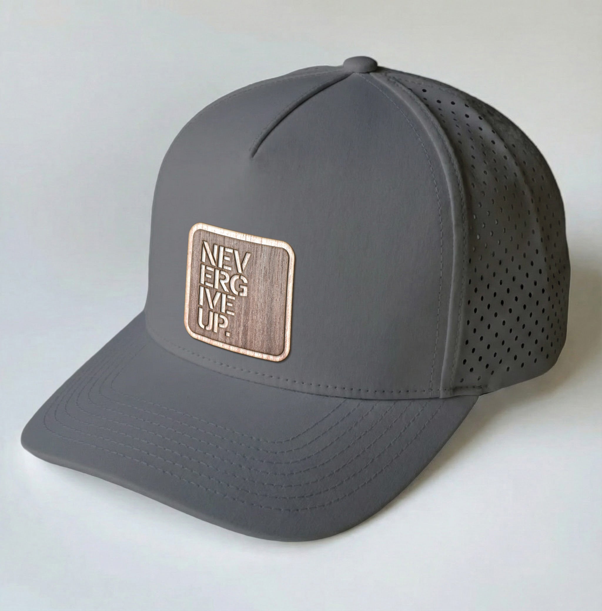 NEVER GIVE UP No. 001 - Real Wood Hat