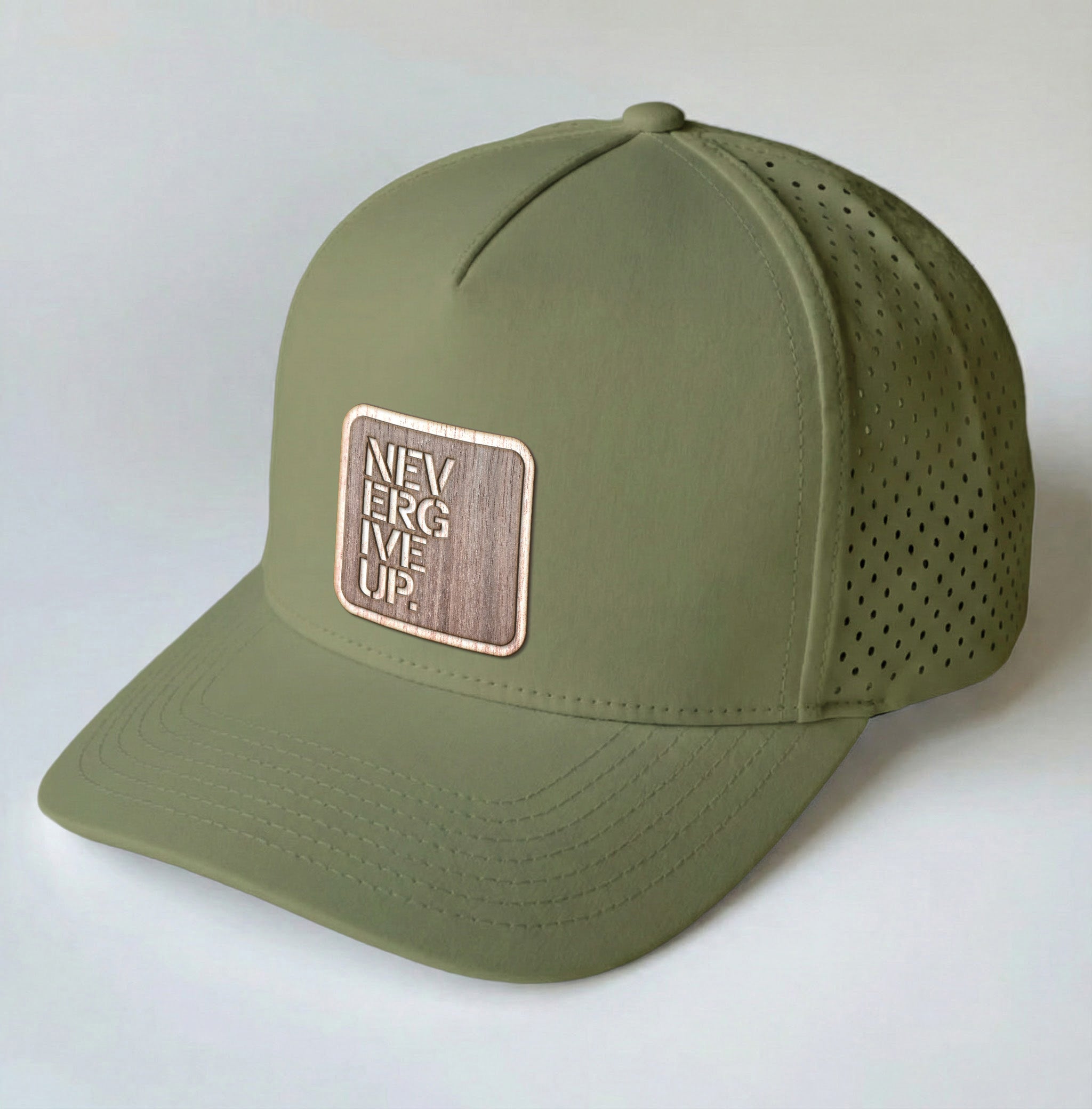 NEVER GIVE UP No. 001 - Real Wood Hat